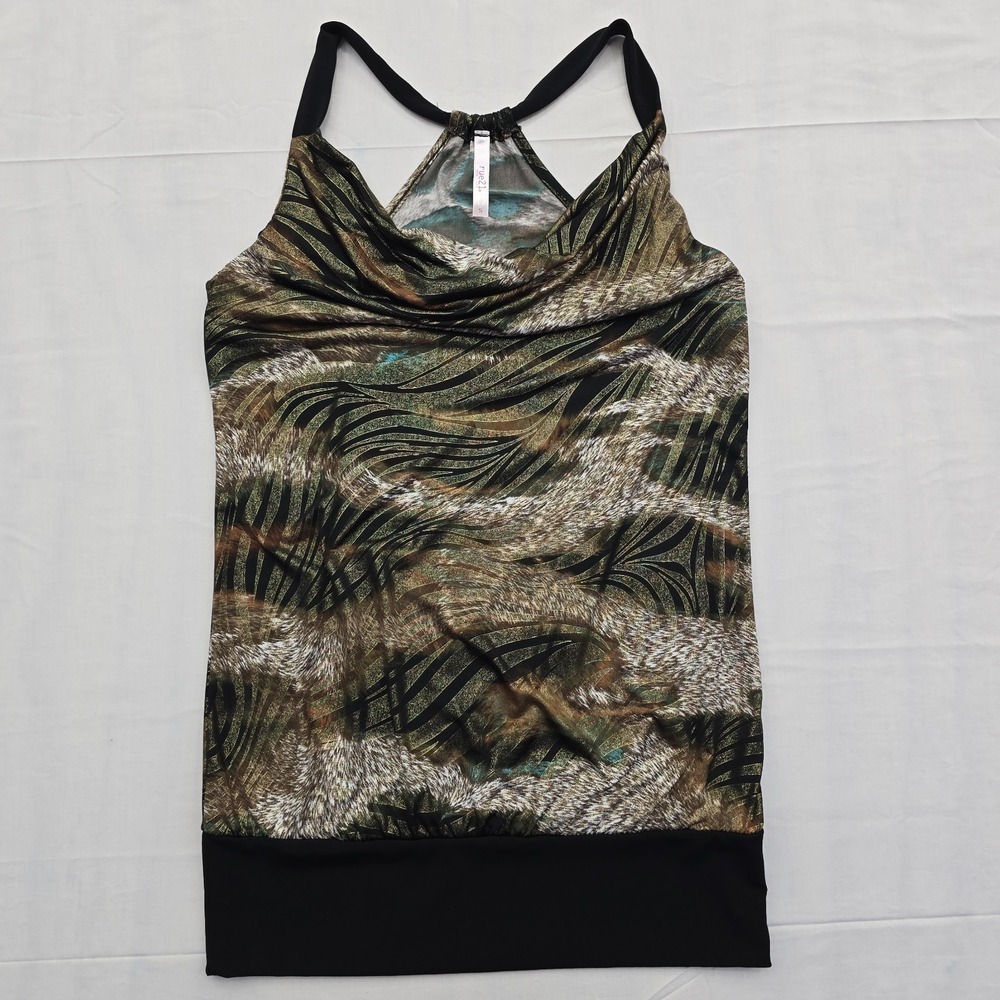 rue21 Women's Small Cowl Neck Halter Top Metallic Animal Print Y2K Bratz USA